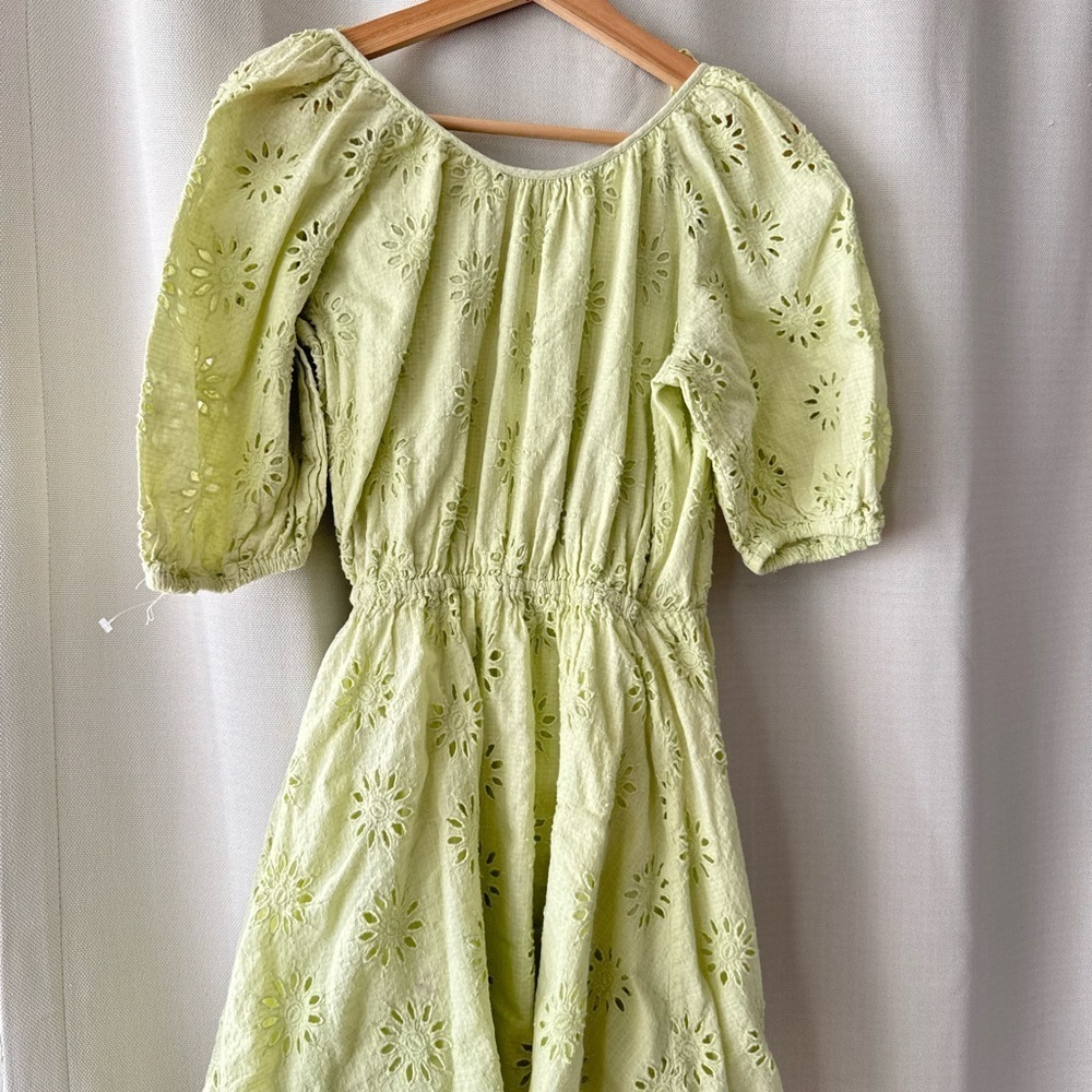 Zara Green Puff Sleeve Wrap Sundress - Picture 2 of 4